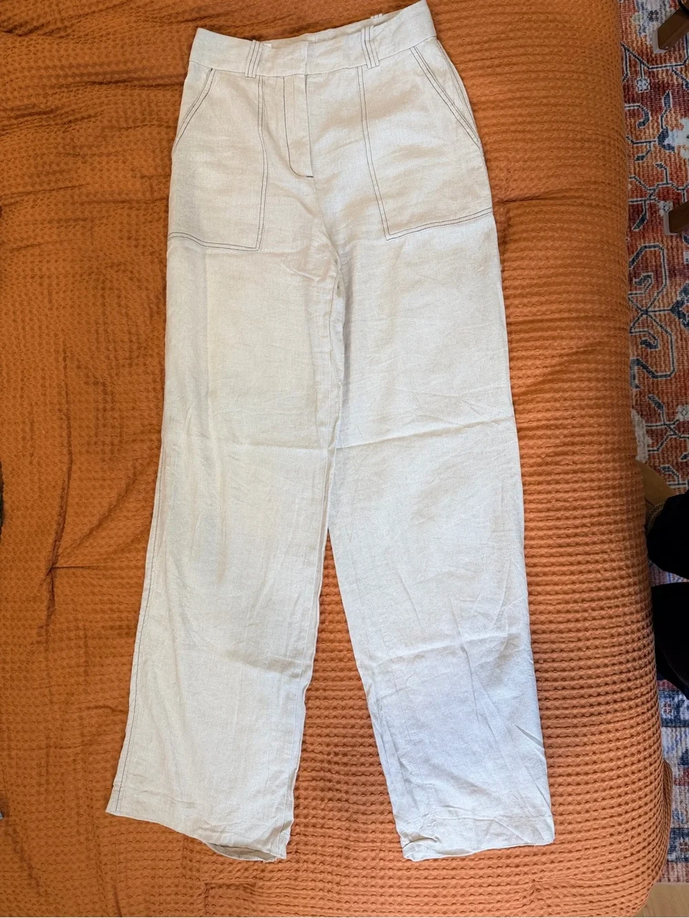 Zara high waist linen trouser